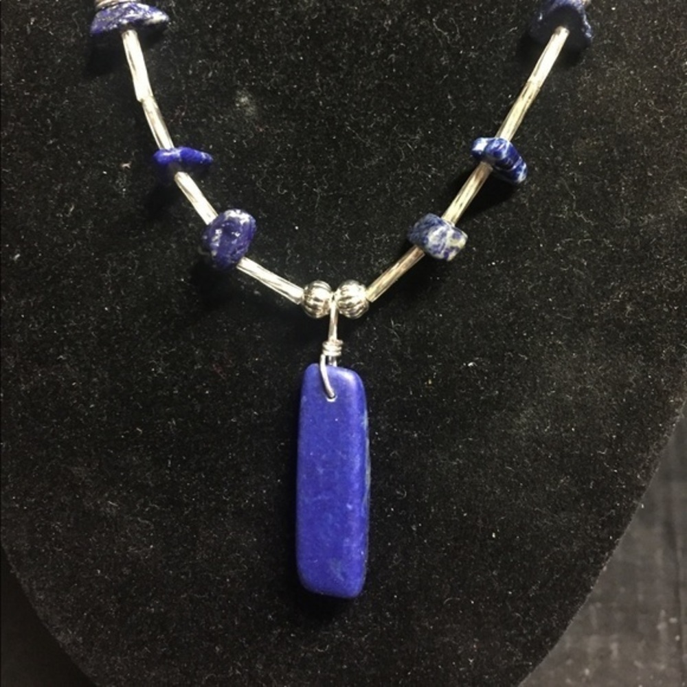 Elongated Lapis Lazuli Necklace